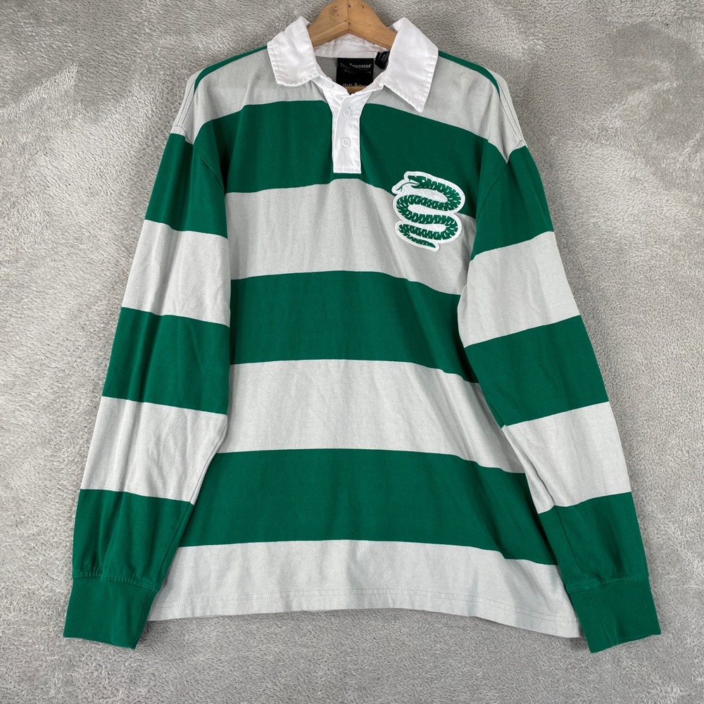 Harry Potter The Hundreds Rugby Shirt Mens XL Green Slytherin Striped